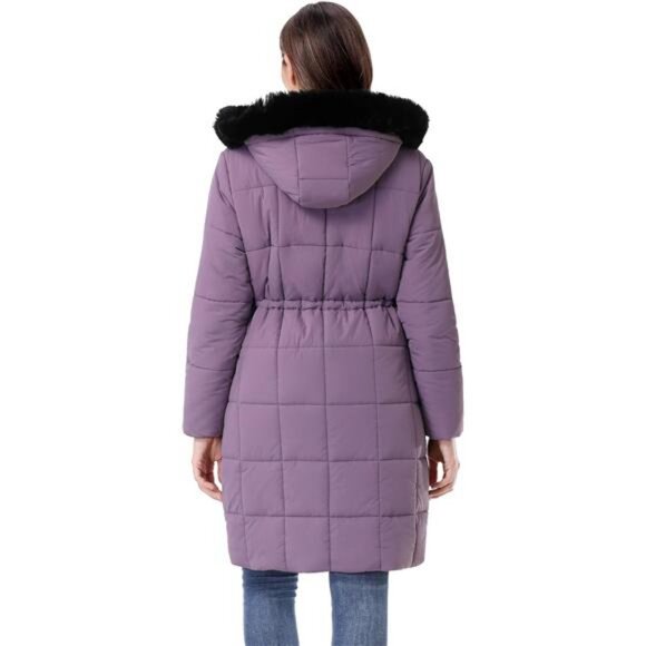 Women's Winter Coat Long Waterproof Parka - Warm Light Purple - Picture 7 of 7